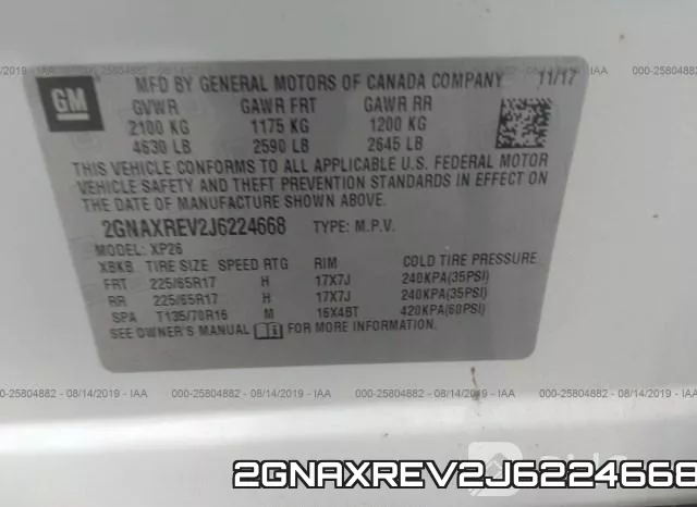 2GNAXREV2J6224668 фото 10
