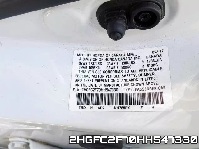 2HGFC2F70HH547330 фото 2