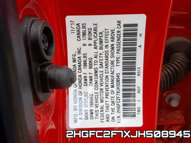 2HGFC2F7XJH508945 фото 2