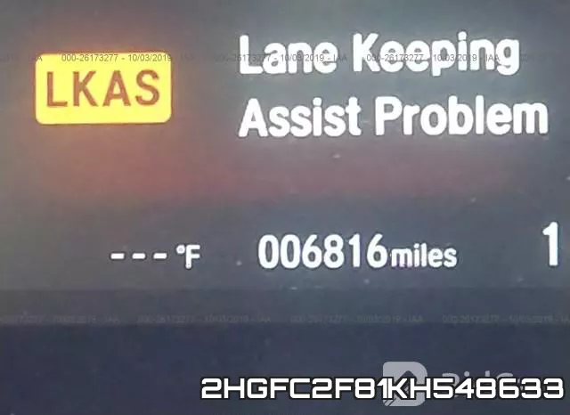 2HGFC2F81KH548633 фото 8