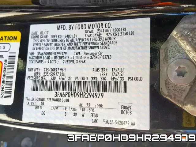 3FA6P0HD9HR294979 фото 2
