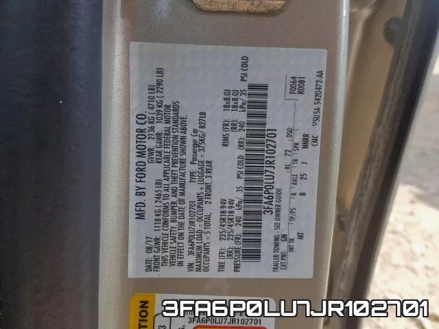 3FA6P0LU7JR102701 фото 2