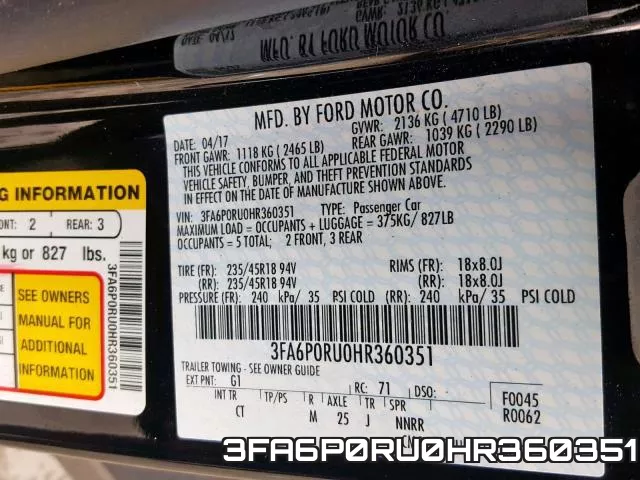 3FA6P0RU0HR360351 фото 2