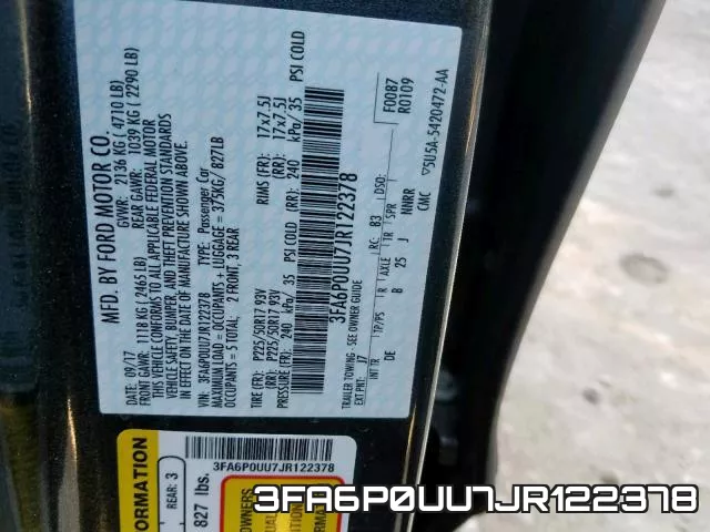 3FA6P0UU7JR122378 фото 2