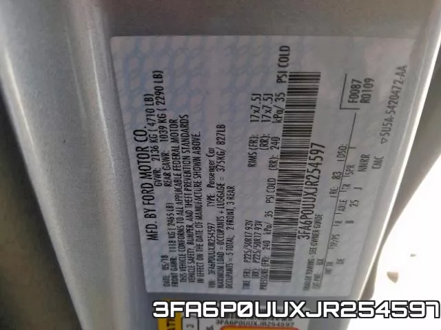 3FA6P0UUXJR254597 фото 2