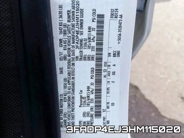 3FADP4EJ3HM115020 фото 2
