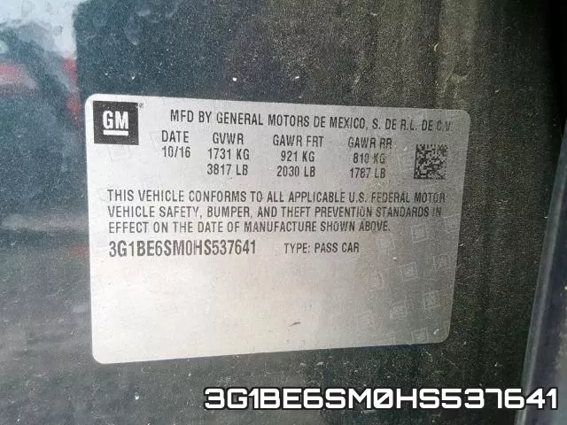 3G1BE6SM0HS537641 фото 2