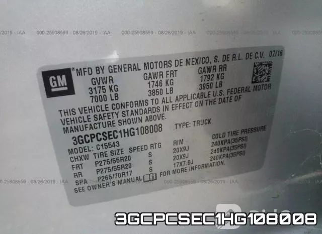 3GCPCSEC1HG108008 фото 10