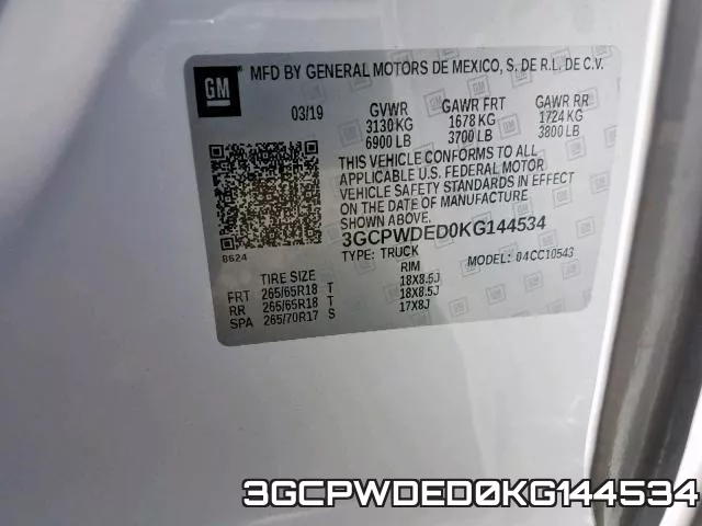 3GCPWDED0KG144534 фото 2