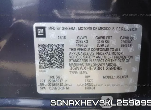 3GNAXHEV3KL259095 фото 10