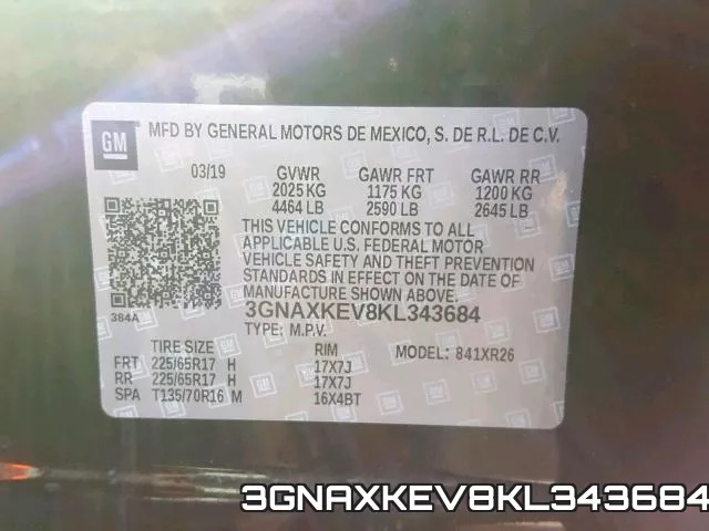 3GNAXKEV8KL343684 фото 2