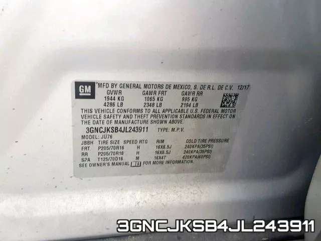 3GNCJKSB4JL243911 фото 2