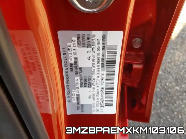 3MZBPAEMXKM103106 фото 2