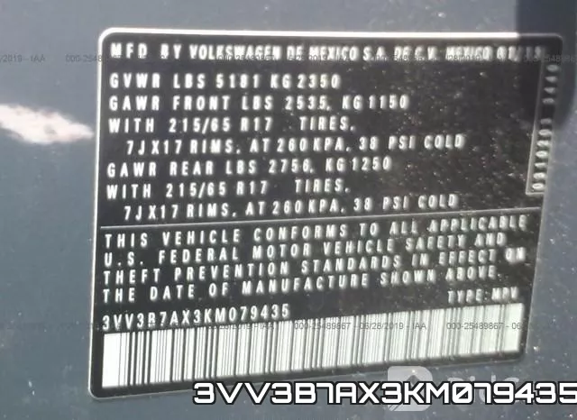 3VV3B7AX3KM079435 фото 10
