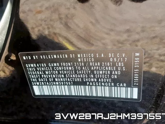 3VW2B7AJ2HM397557 фото 2