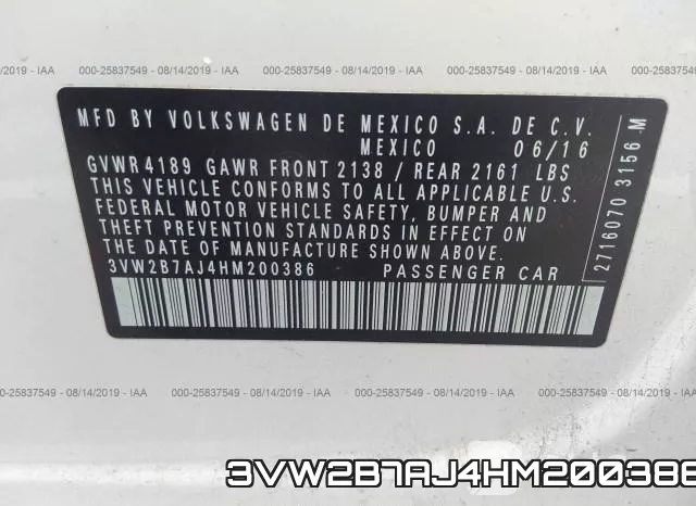 3VW2B7AJ4HM200386 фото 10