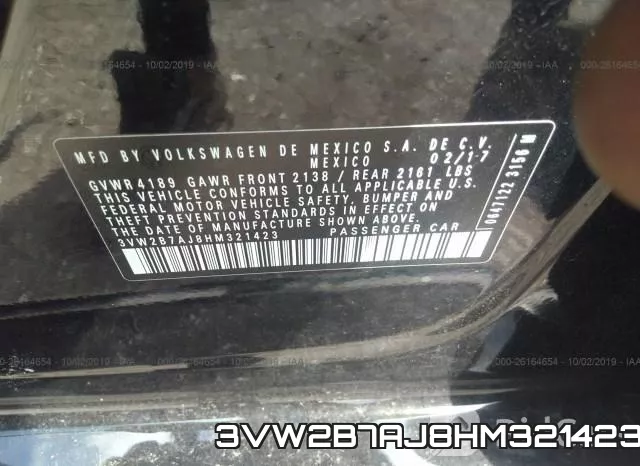 3VW2B7AJ8HM321423 фото 9