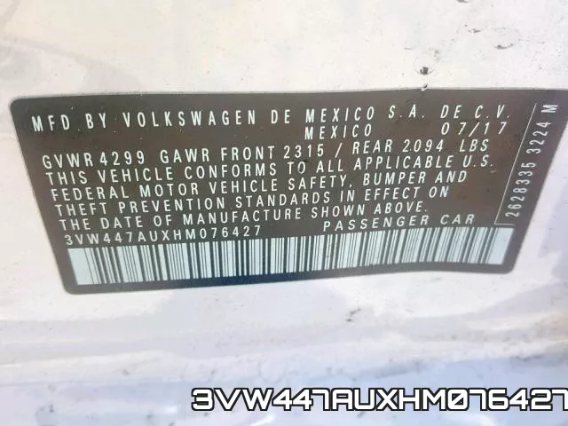 3VW447AUXHM076427 фото 2