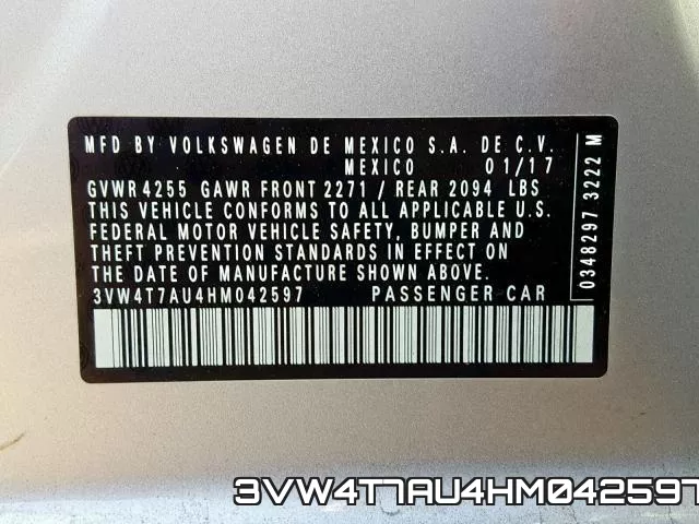 3VW4T7AU4HM042597 фото 2