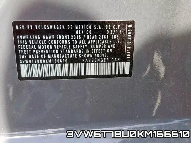 3VW6T7BU0KM166610 фото 2