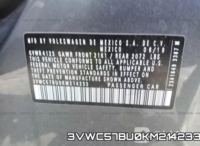 3VWC57BU0KM214233 фото 10