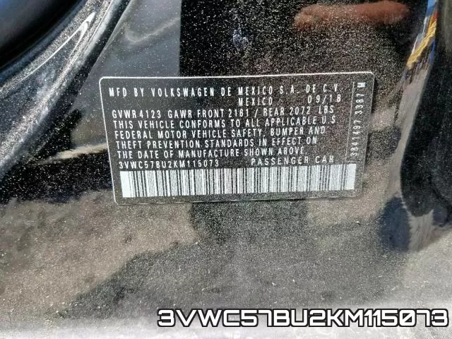 3VWC57BU2KM115073 фото 2