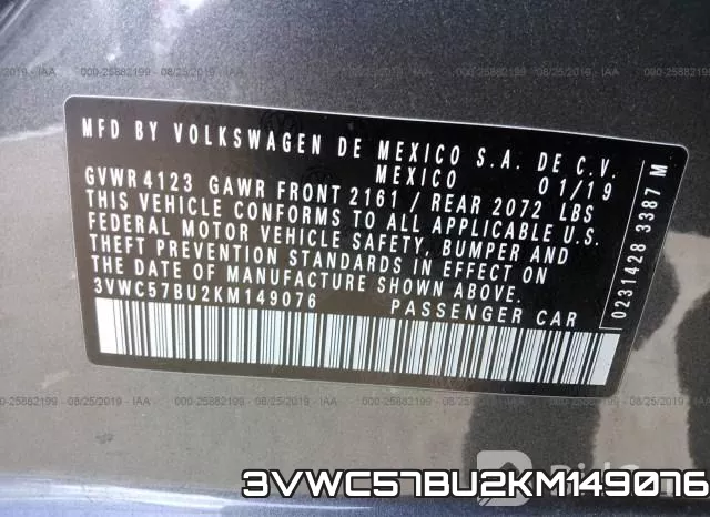 3VWC57BU2KM149076 фото 10