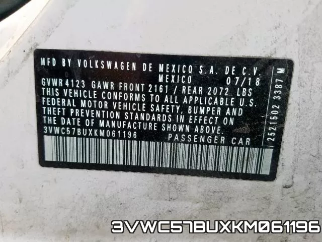 3VWC57BUXKM061196 фото 2