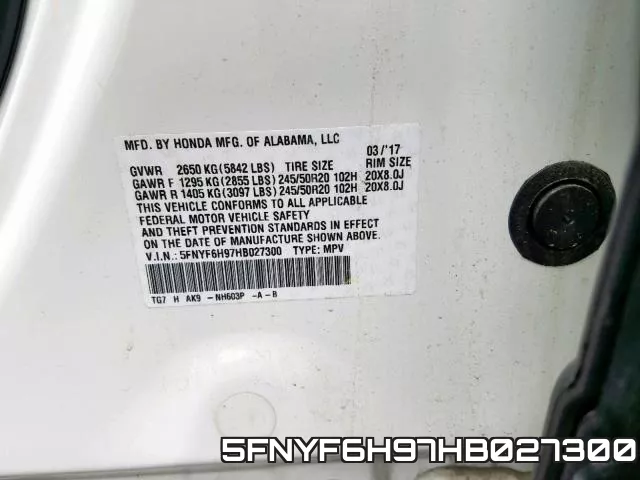 5FNYF6H97HB027300 фото 2