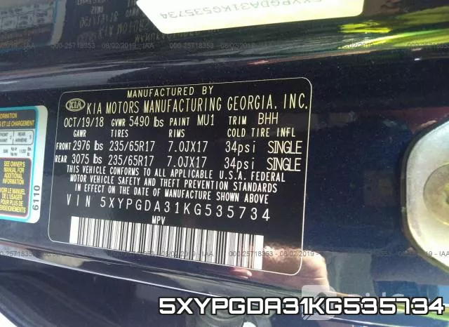 5XYPGDA31KG535734 фото 10