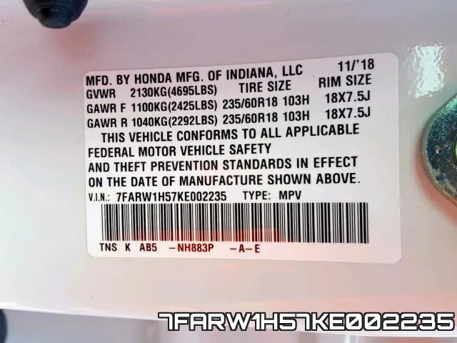 7FARW1H57KE002235 фото 2
