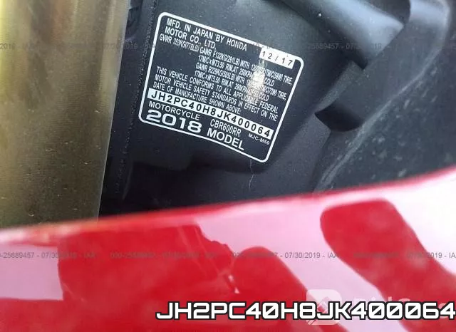 JH2PC40H8JK400064 фото 2