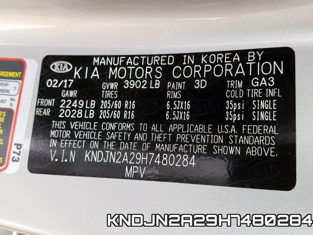 KNDJN2A29H7480284 фото 2