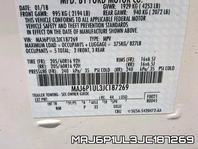 MAJ6P1UL3JC187269 фото 2
