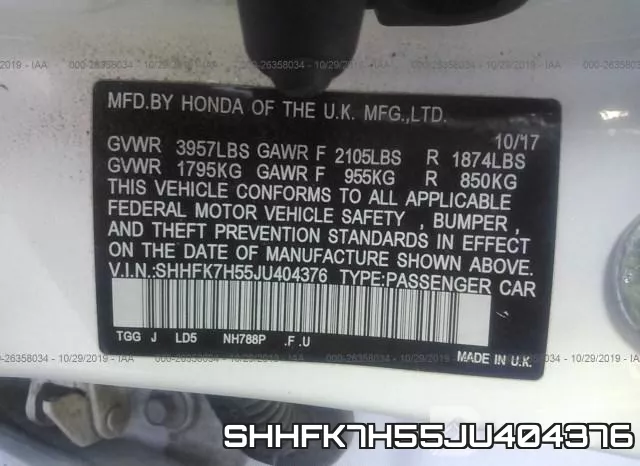 SHHFK7H55JU404376 фото 10