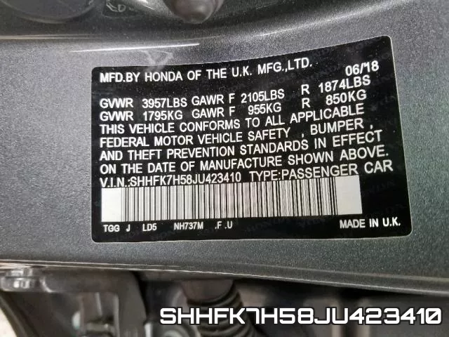 SHHFK7H58JU423410 фото 2