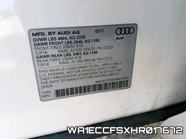 WA1ECCFSXHR017672 фото 2