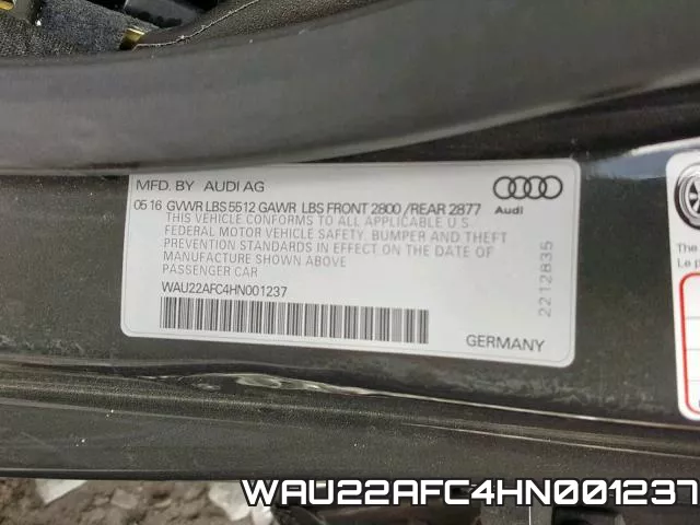 WAU22AFC4HN001237 фото 2