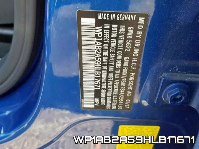 WP1AB2A59HLB17671 фото 2