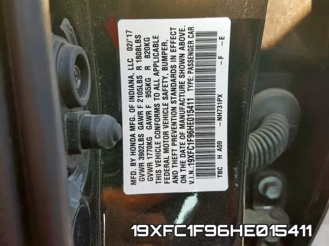 19XFC1F96HE015411 фото 2