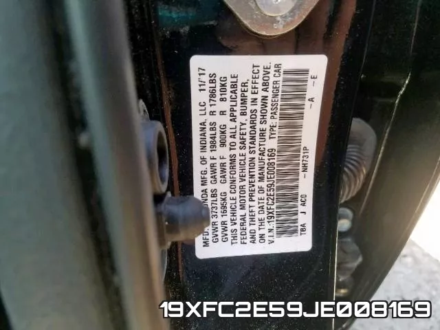 19XFC2E59JE008169 фото 2