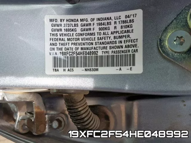 19XFC2F54HE048992 фото 2
