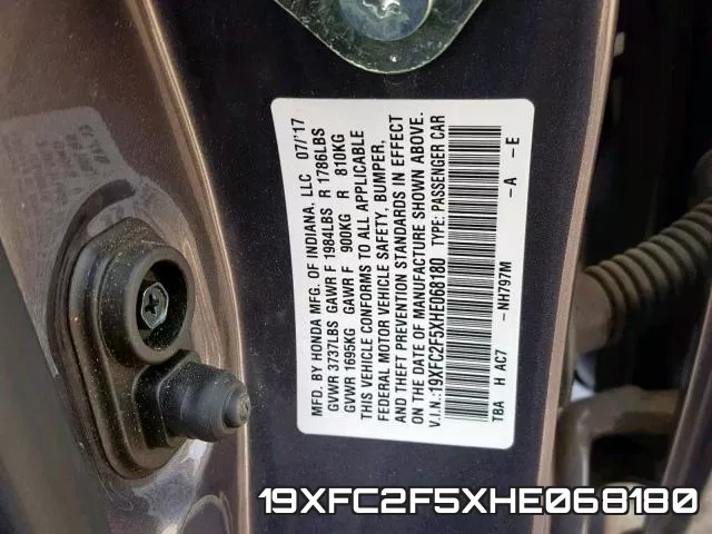 19XFC2F5XHE068180 фото 2