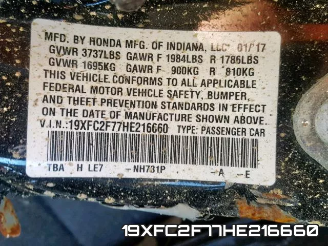 19XFC2F77HE216660 фото 2
