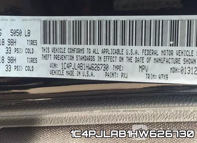 1C4PJLAB1HW626730 фото 10
