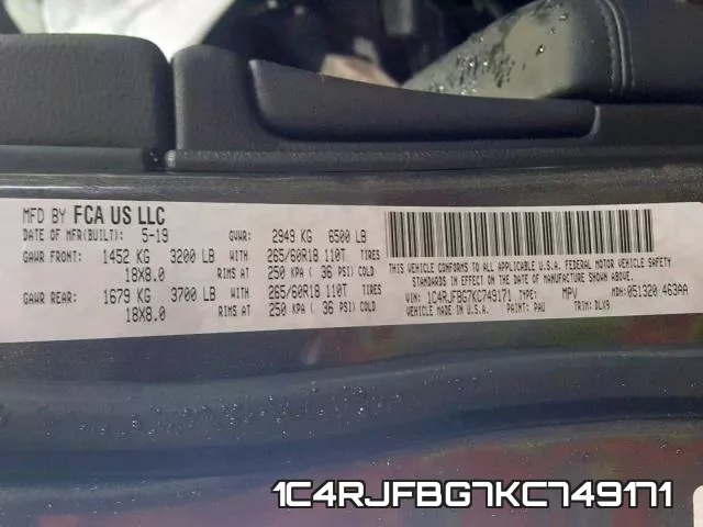 1C4RJFBG7KC749171 фото 2
