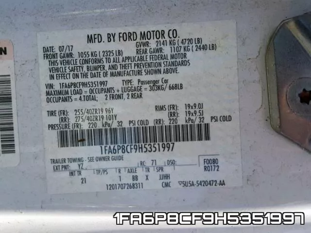 1FA6P8CF9H5351997 фото 2