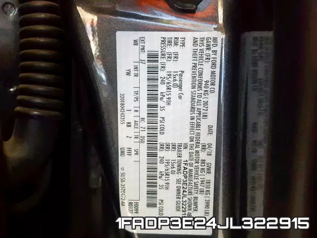 1FADP3E24JL322915 фото 2