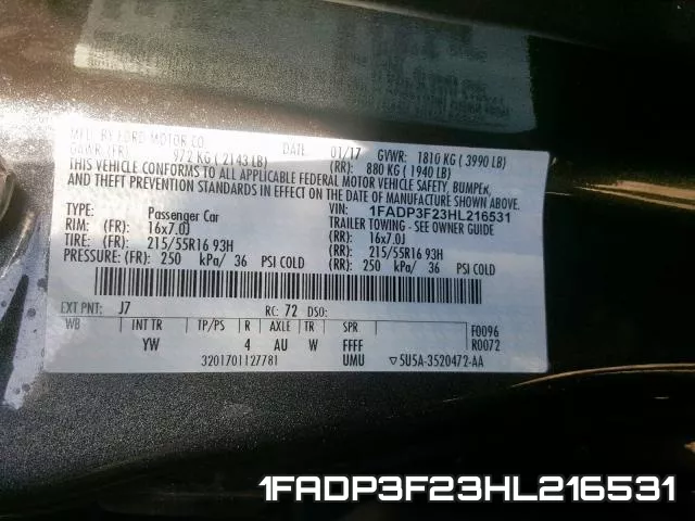 1FADP3F23HL216531 фото 2