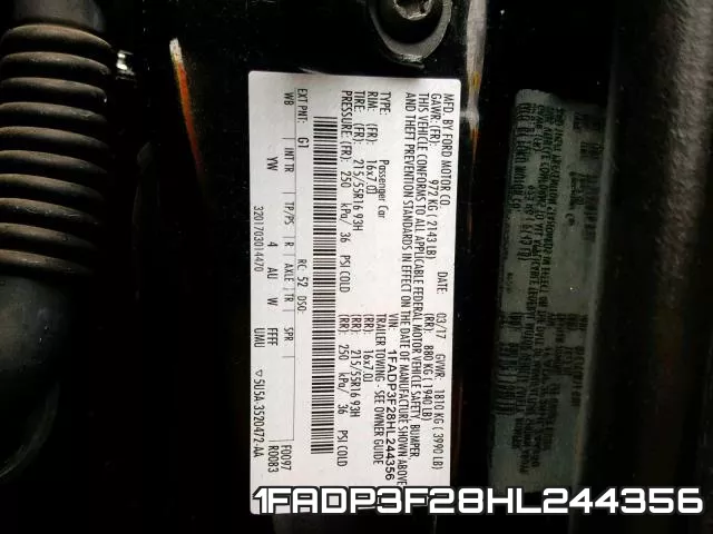 1FADP3F28HL244356 фото 2